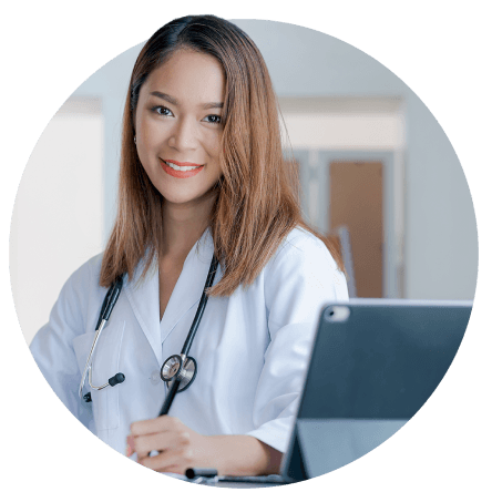 asian female physician smiling